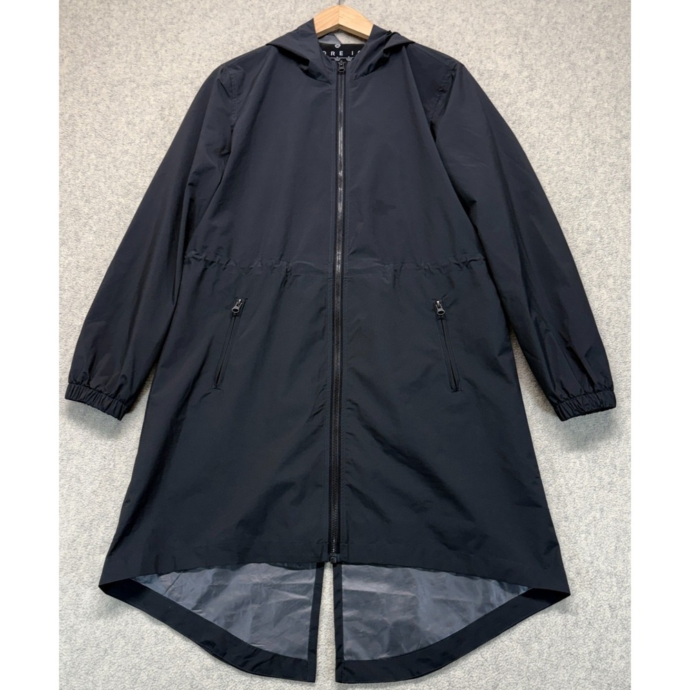 Core 10 Mens Rain Coat Black Lightweight Water Resistant Hooded Outdoor Pocket M
